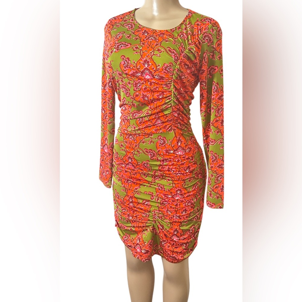 FLORA BEA NYC Floral Bodycon Ruched Mini Dress